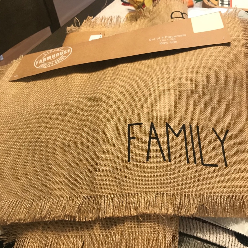 Farmhouse style burlap placemats